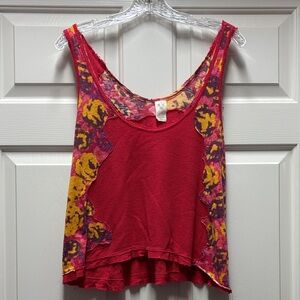 We the Free small Vibrant Red purple yellow Sleeveless floral tank Top